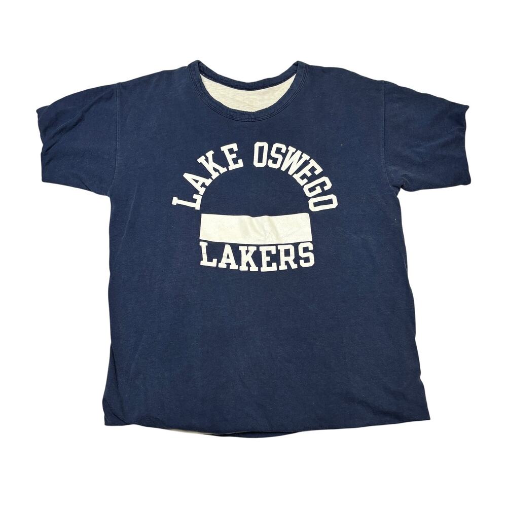 Vintage 70s Champion Blue Bar Lake Oswego Lakers Reversible T Shirt Men's Large